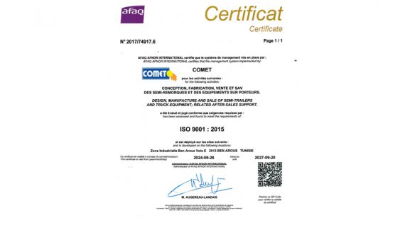 COMET a récemment franchi une étape importante en obtenant la certification ISO 9001 version 2015, témoignant ainsi de son engagement envers l'ex